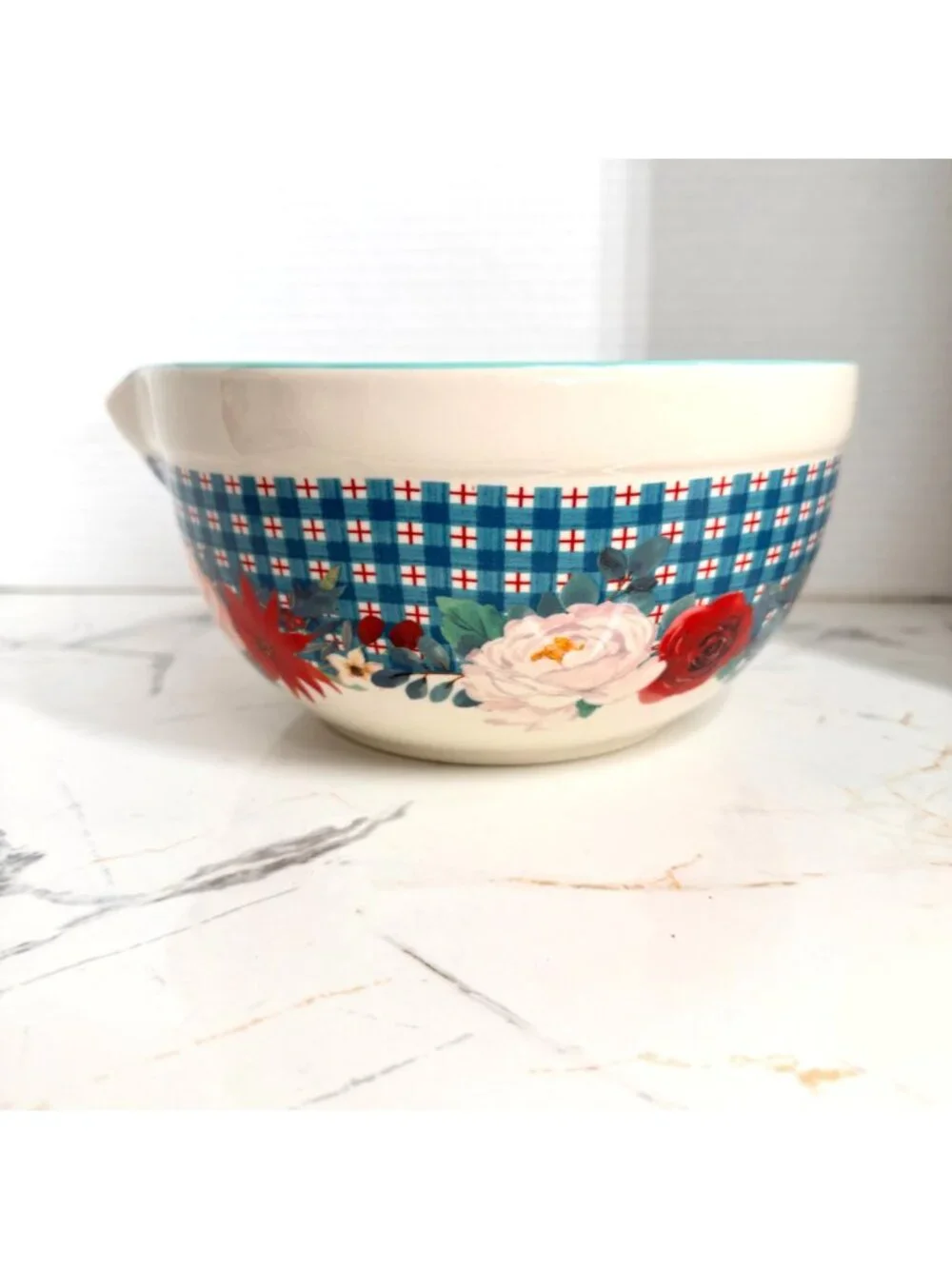 The Pioneer Woman Wishful Winter Large Ceramic Mixing Bowl with Spout, med size